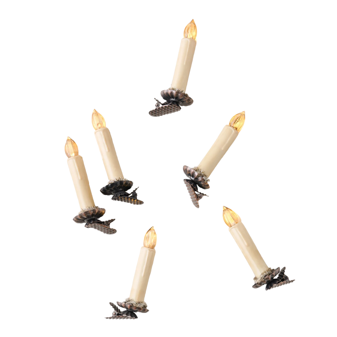Vintage-Inspired Led Light Candle Clip Ornament, Set of 6