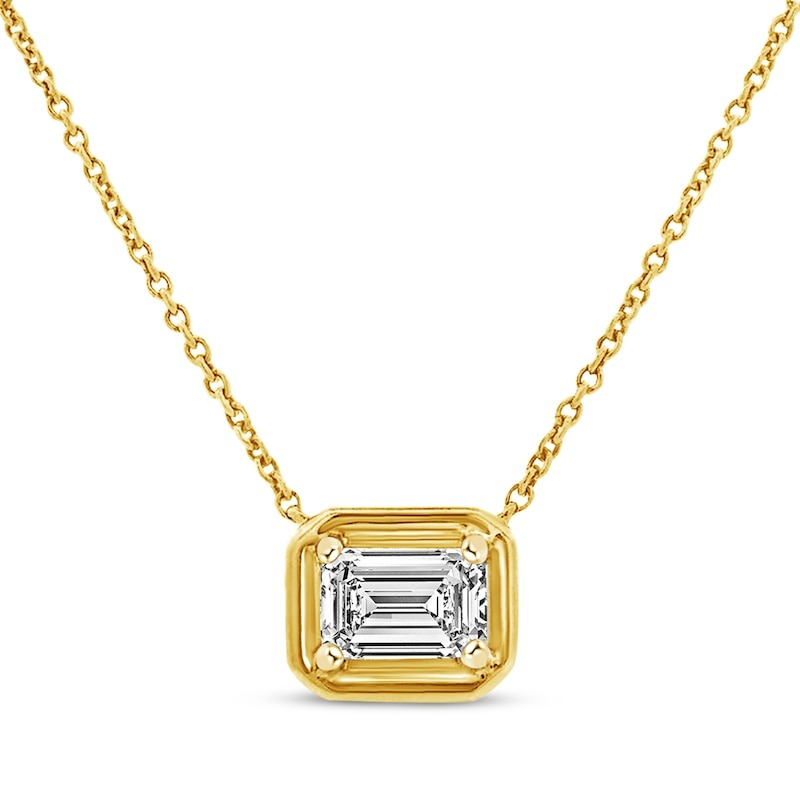 kay, Kay Lab-Grown Diamonds Emerald-Cut Solitaire Necklace 1/2 Ct Tw 10k Yellow Gold 18&quot; (f/si2)