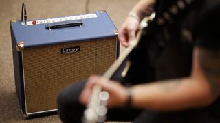 A man plays a Laney Lionheart Foundry