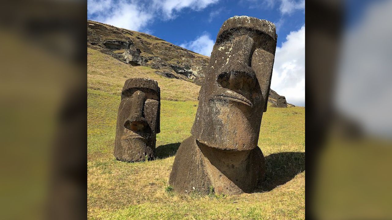 The Moai statues on Easter Island, also known as Rapa Nui.