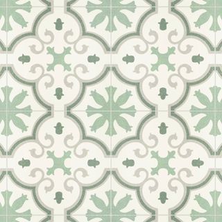 green encaustic style floor and wall tile