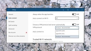 The NordVPN Windows client supports OpenVPN and NordLynx protocols