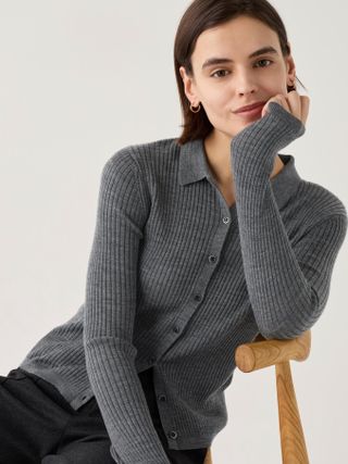 Uniqlo, Merino Ribbed Polo Cardigan