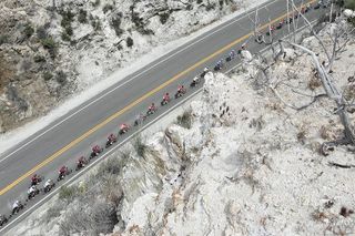The Tour of California peloton traverses the Golden State's wide-open spaces
