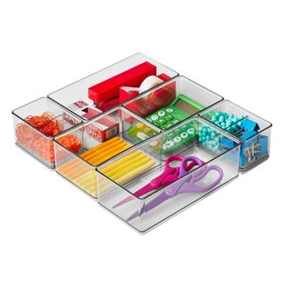 The Home Edit 6 Piece Office Drawer Edit, Clear Plastic Storage System
