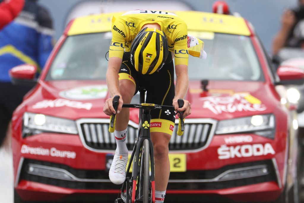 Tadej Pogacar fights to the finish on stage 11 of the Tour de France