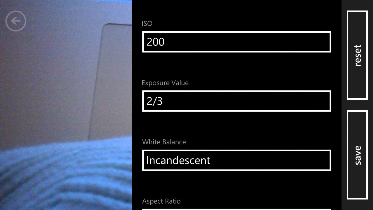 Camera settings