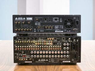 Denon avr-4810 and bdp-4010ud rear