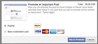 Facebook allows you to pay to promote your content to its users