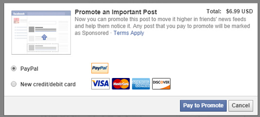 Facebook allows you to pay to promote your content to its users
