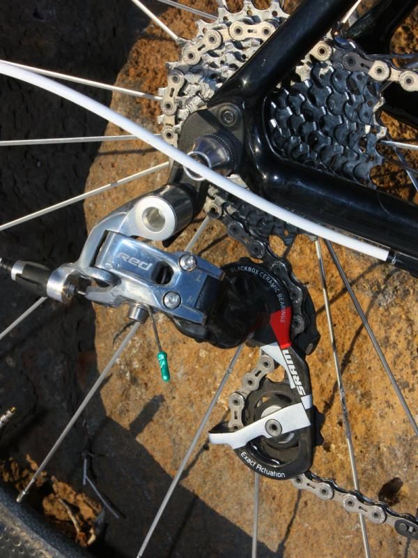 Wells' SRAM Red rear derailleur will be put to the test if Sunday turns muddy.