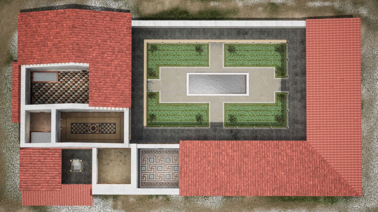 A reconstructed aerial view of a Roman fort