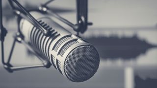 A microphone setup for a podcast