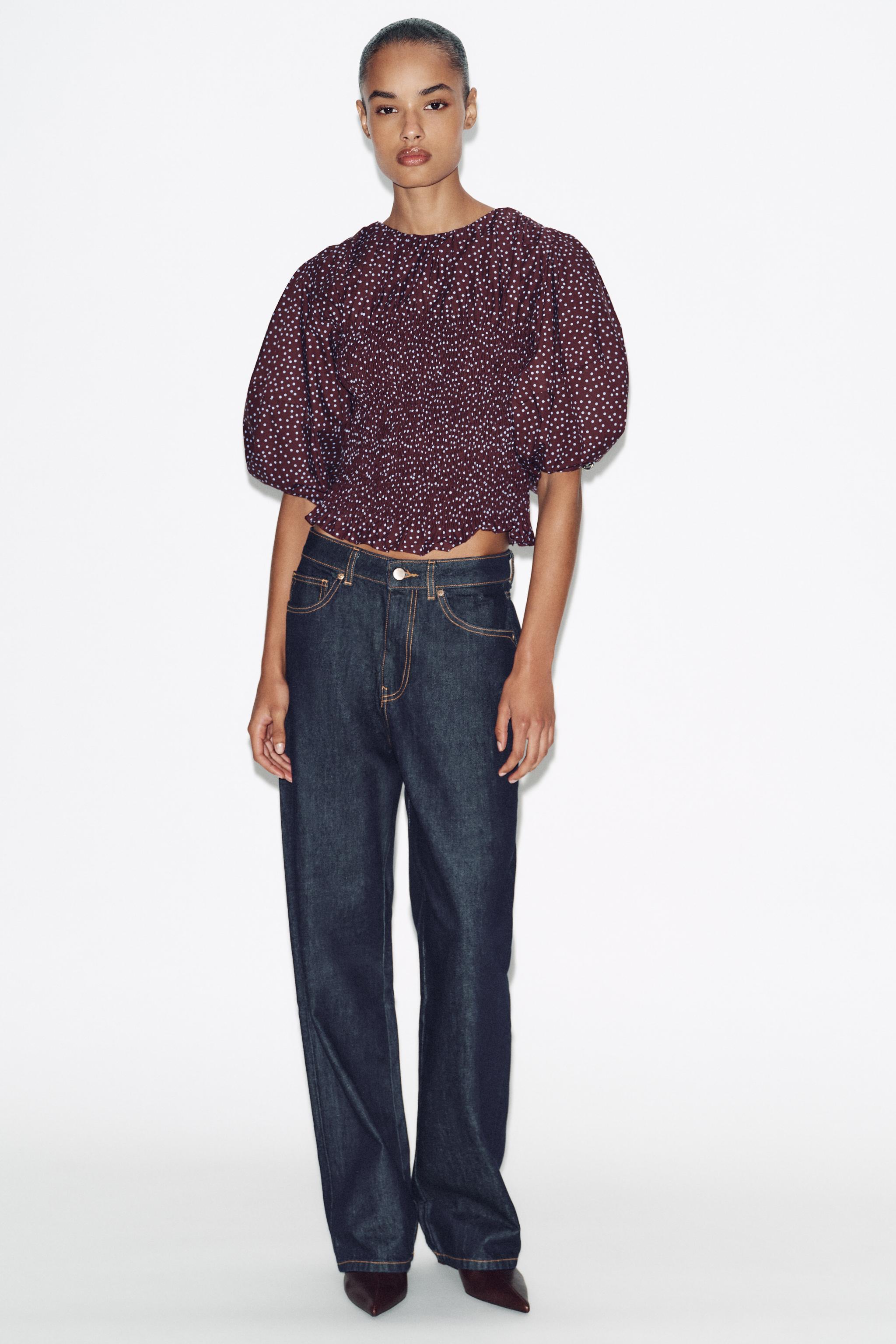 Polka Dot Blouse With Globe Sleeves