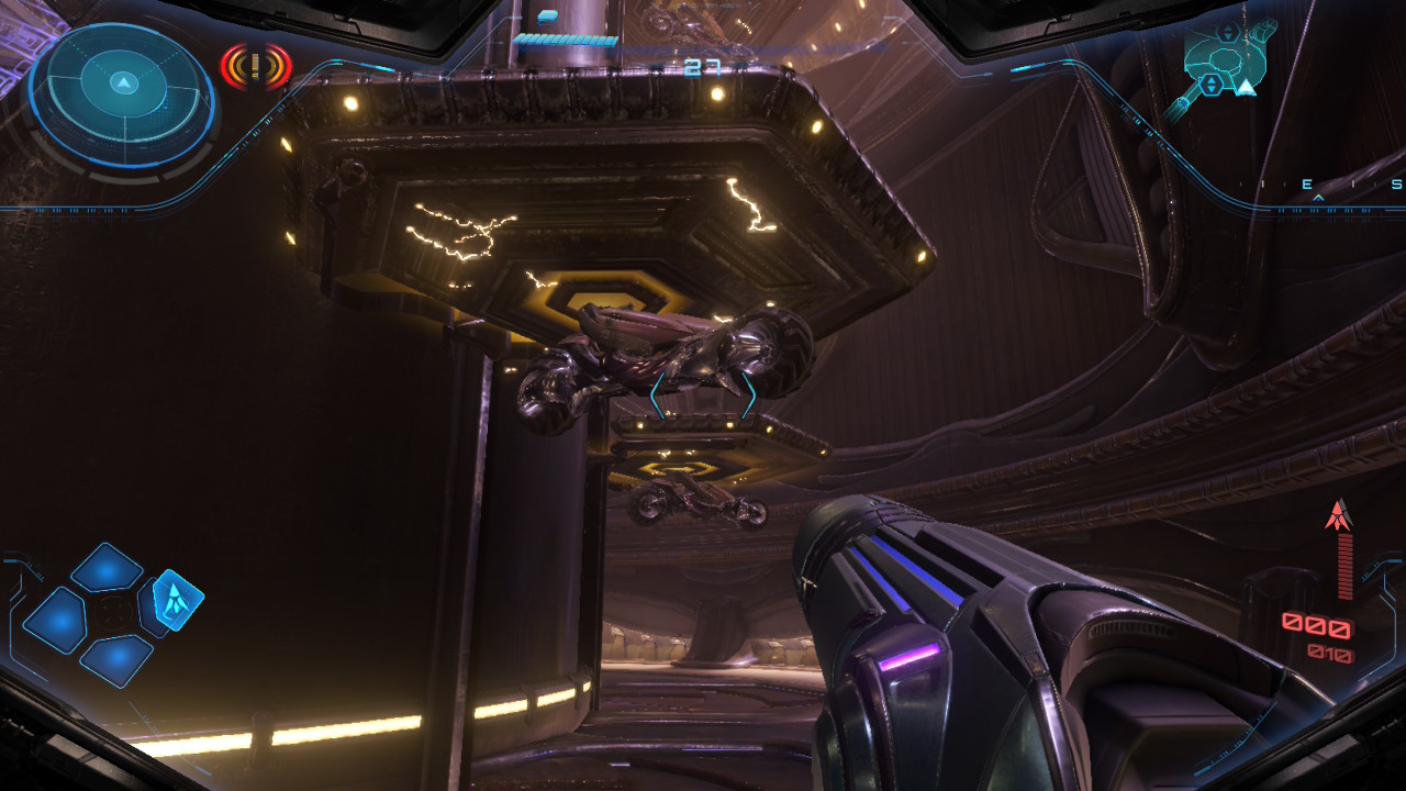 A screenshot showing how Voi-O-La motorcycles are made at the Volt Forge factory in Metroid Prime 4: Beyond