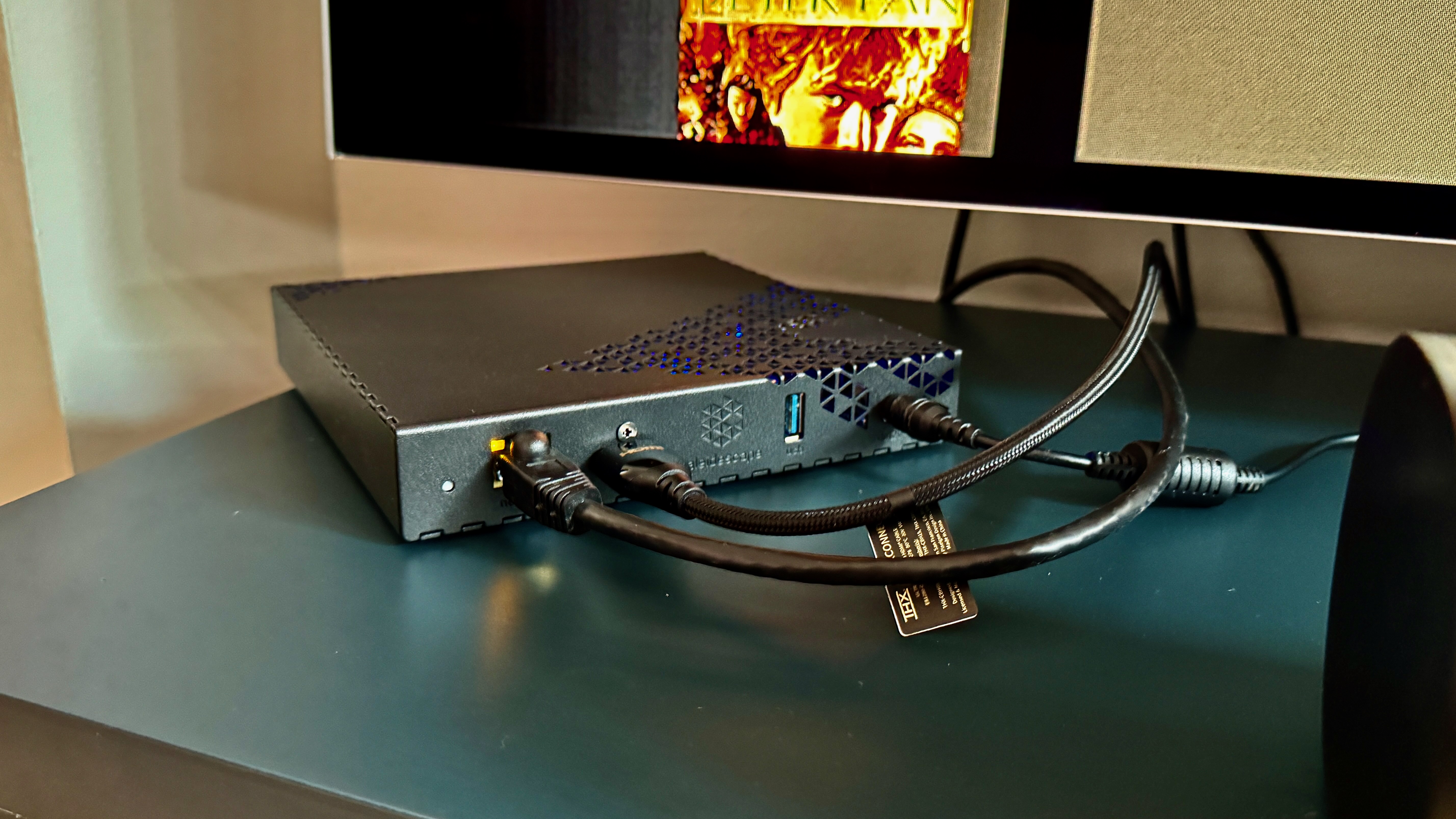 Rear connections panel of the Kaleidescape Strato E Movie Player