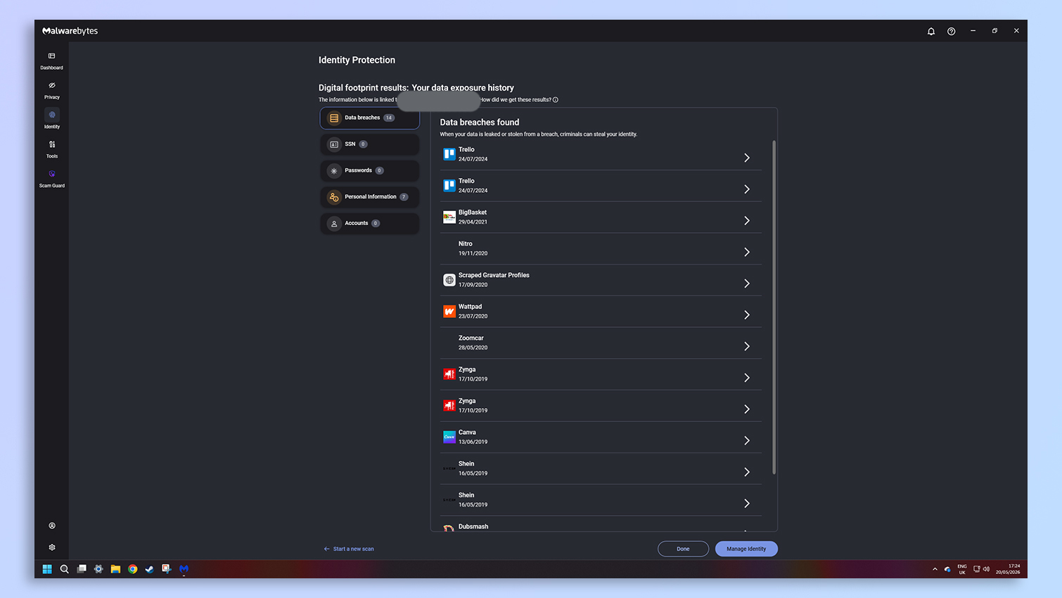 Malwarebytes antivirus software screenshot
