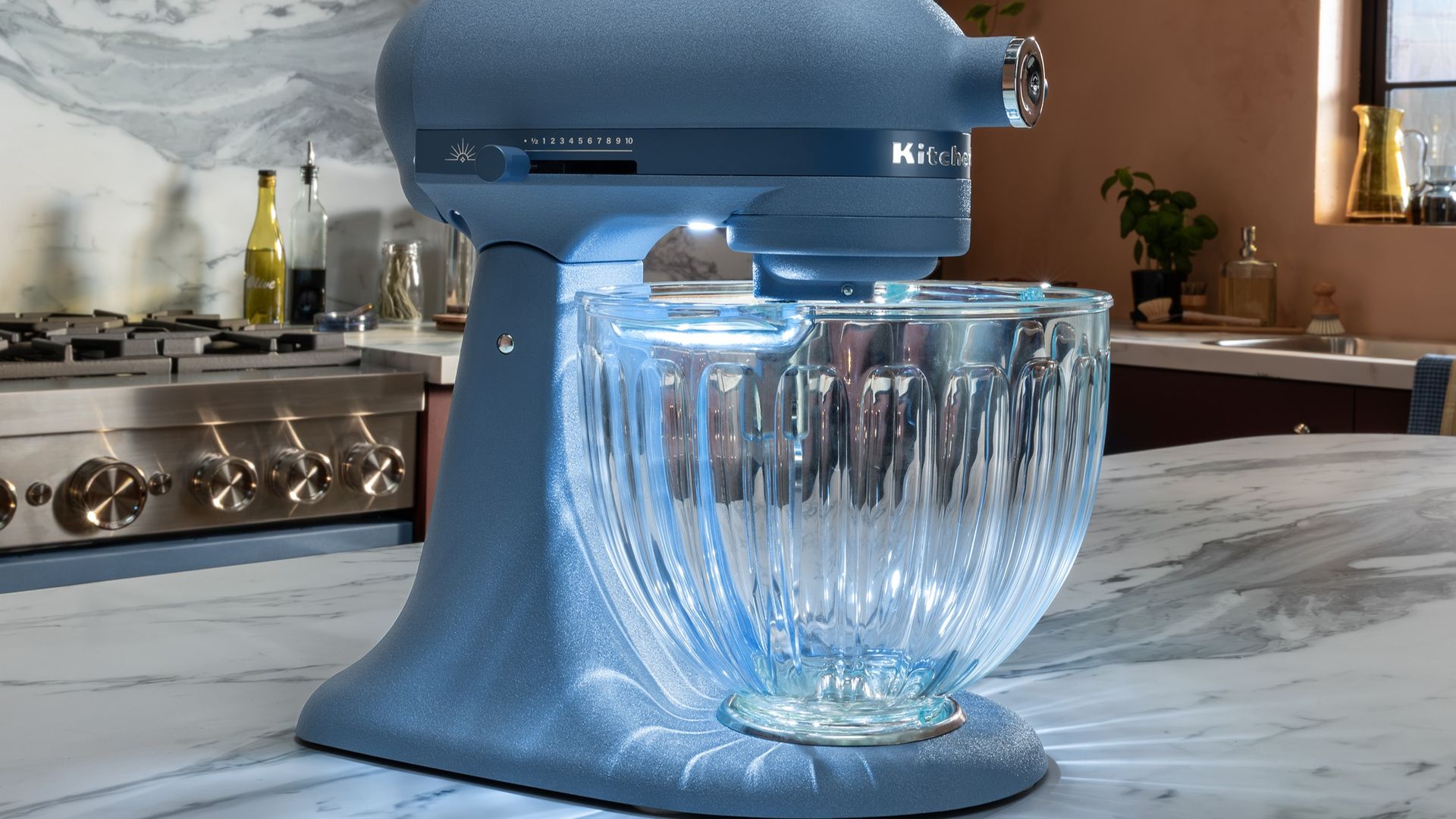 KitchenAid Luminaire stand mixer on kitchen counter