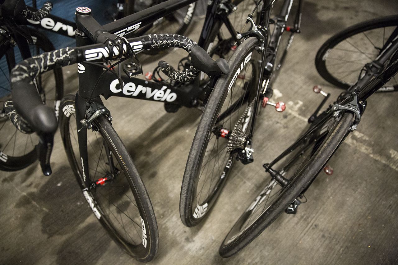 The team's Cervelo S5 bikes