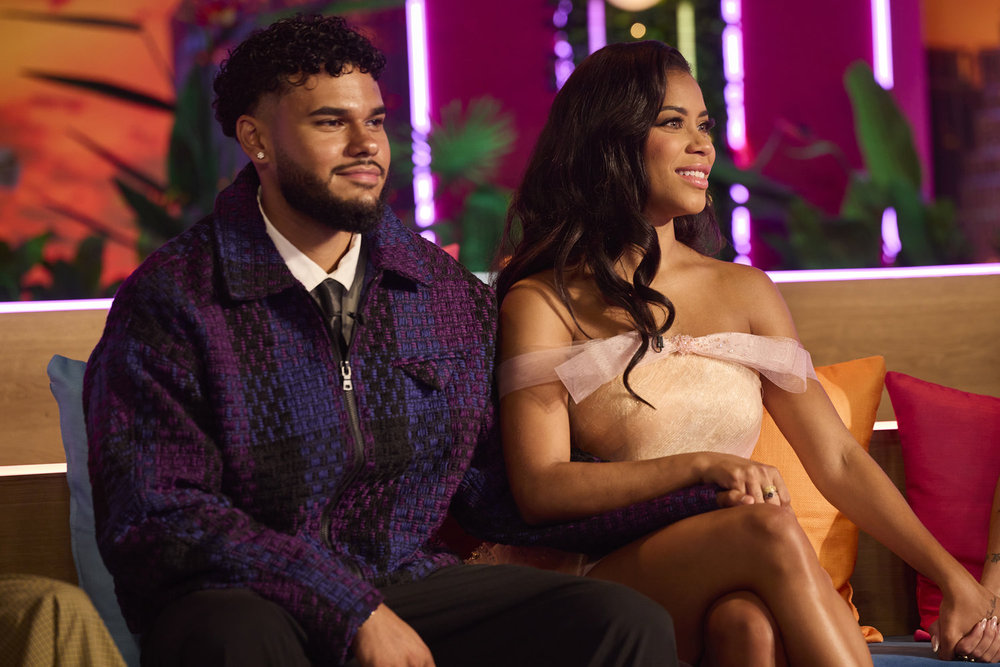 Bryan Arenales and Amaya Espinal at the &#039;Love Island USA&#039; season 7 reunion.