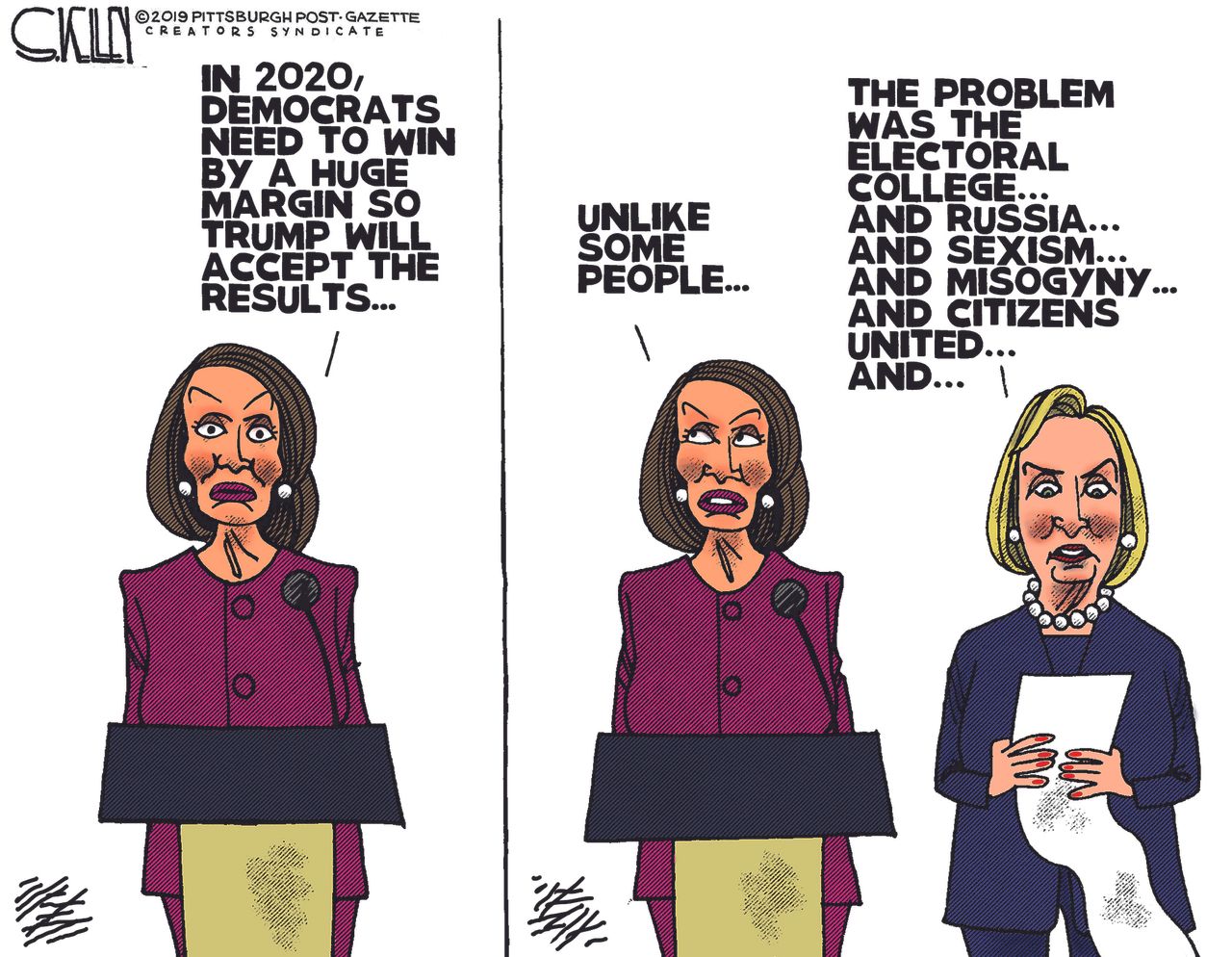 Political Cartoon U.S. Trump Nancy Pelosi 2020 presidential election sexism Russia&amp;amp;nbsp;