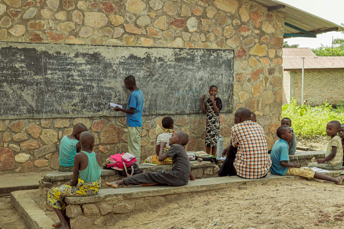 Class being taught outside of the classroom