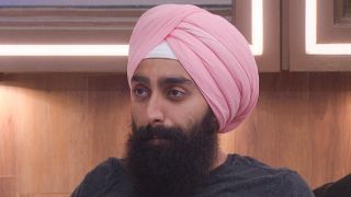 Jag Bains wearing a pink turban