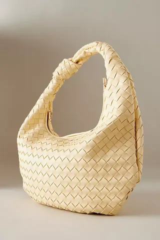 The Brigitte Woven Faux-Leather Shoulder Bag by Melie Bianco: Oversized Edition