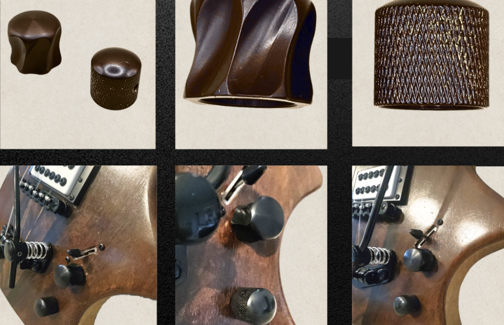 Tone and volume knobs featuring different textures