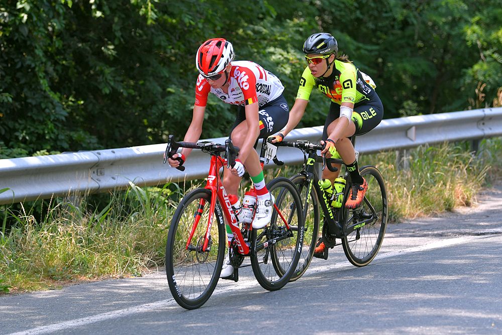 Kelly Van Den Steen, Romy Kasper during stage 2 at the Giro Rosa