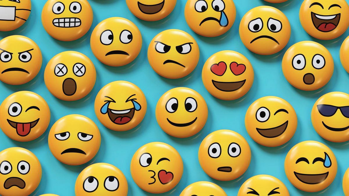 A variety if emojis against a blue background