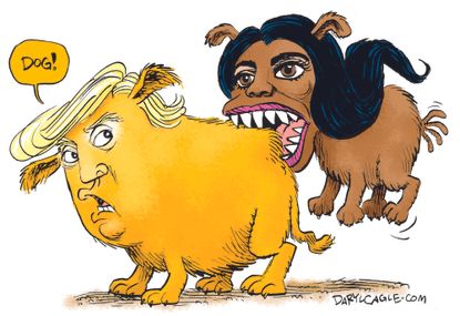 Political cartoon U.S. Trump Omarosa dog White House administration fired