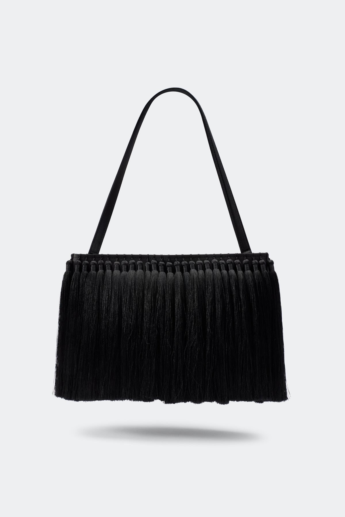 Tassel Boxy Clutch in Black