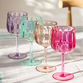 Colorful wine glasses.