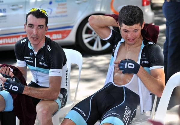 Leopard Trek's Davide Vigano, left, and Bruno Pires.