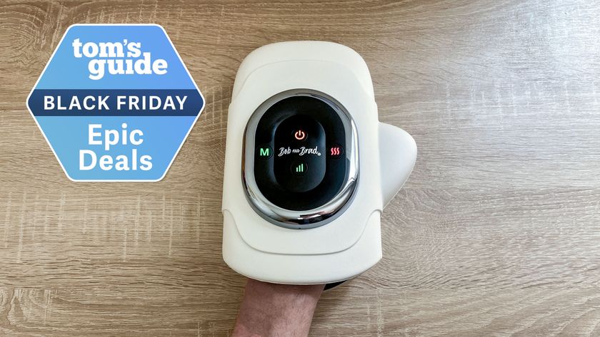 Hand massager with Black Friday deal tag superimposed