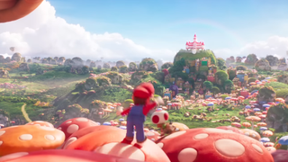 The Mushroom Kingdom in The Super Mario Bros. Movie.