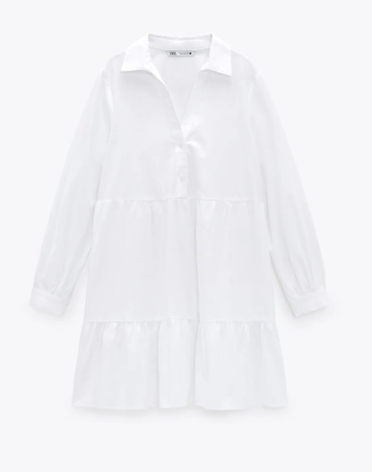 Zara White Tiered Dress