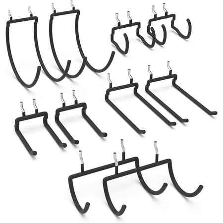 Huhole Pegboard Hooks and Accessories, Peg Board Tool Utility Hooks, Heavy Duty, Black, 10 Pack