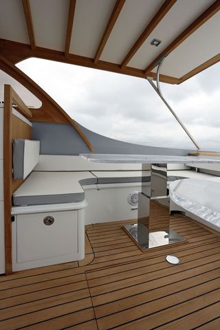 White Ocean's motorboat interior view