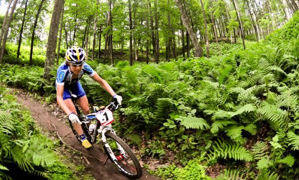 Georgia Gould (Luna Pro Team) shadowing Willow Koerber (Subaru-Trek).