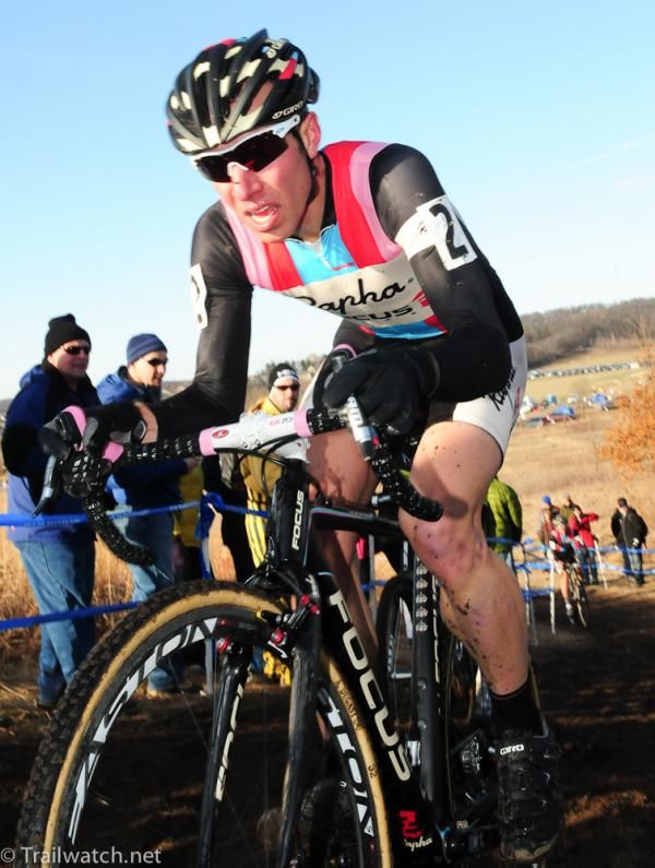Jeremy Powers (Rapha Focus) on a climb during the second lap