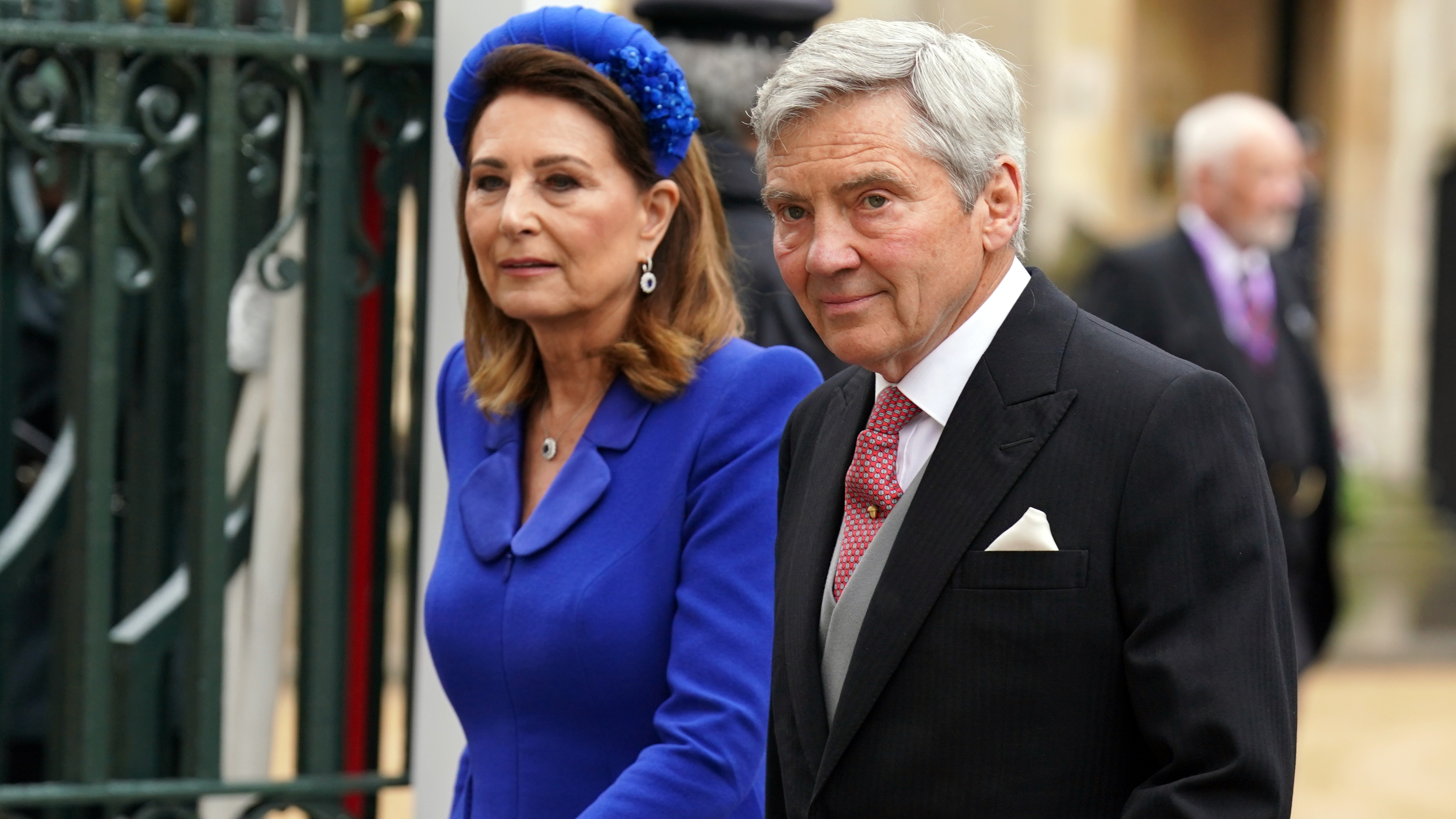 Michael Middleton and Carole Middleton arrive for the Coronation of King Charles III and Queen Camilla on May 6, 2023
