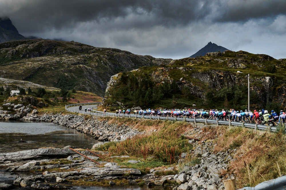 The peloton racing through northern Norway