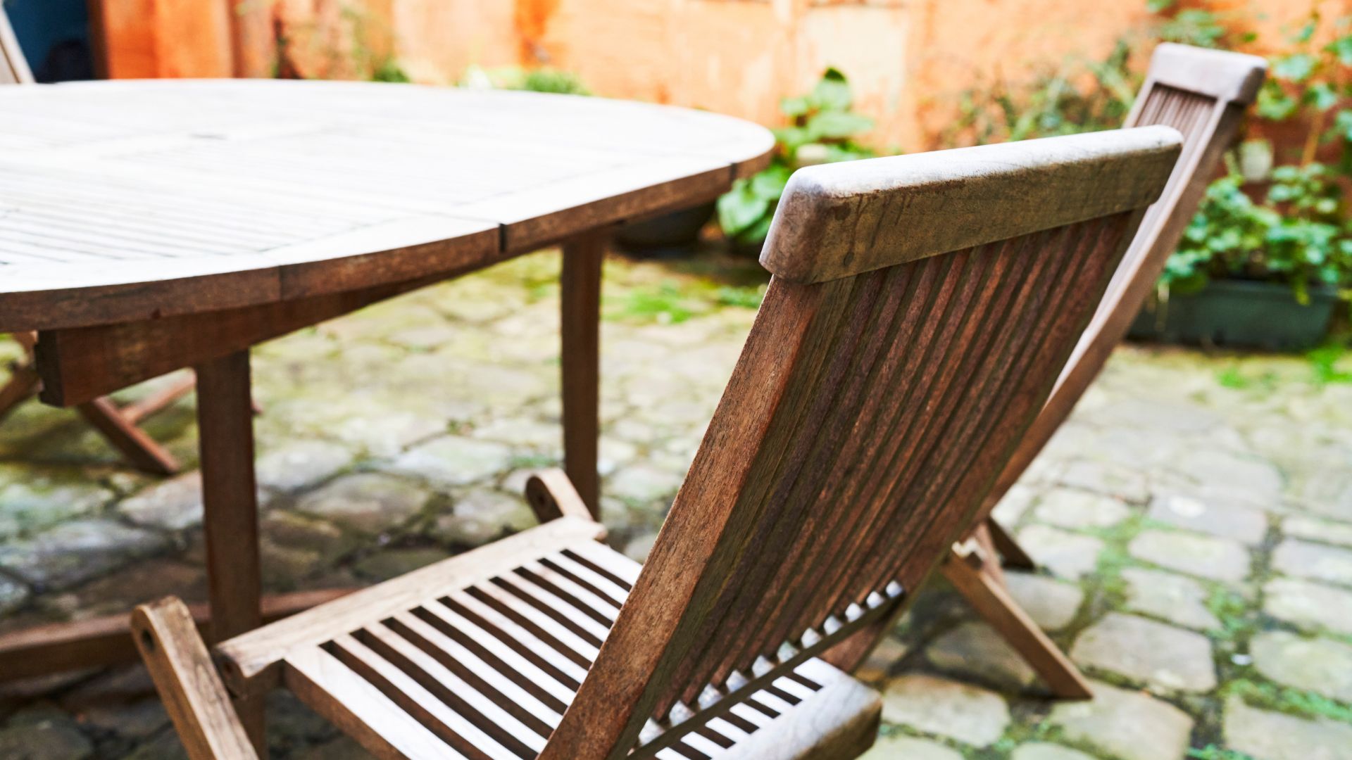 picture of wooden garden furniture table and chair set