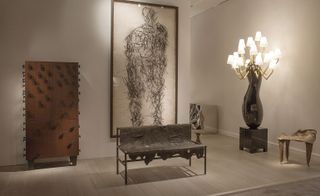 Chair by the sculptor/jeweller Michele Oka Doner, a new textural light sculpture from Barnaby Barford and several new works by Fredrikson Stallard