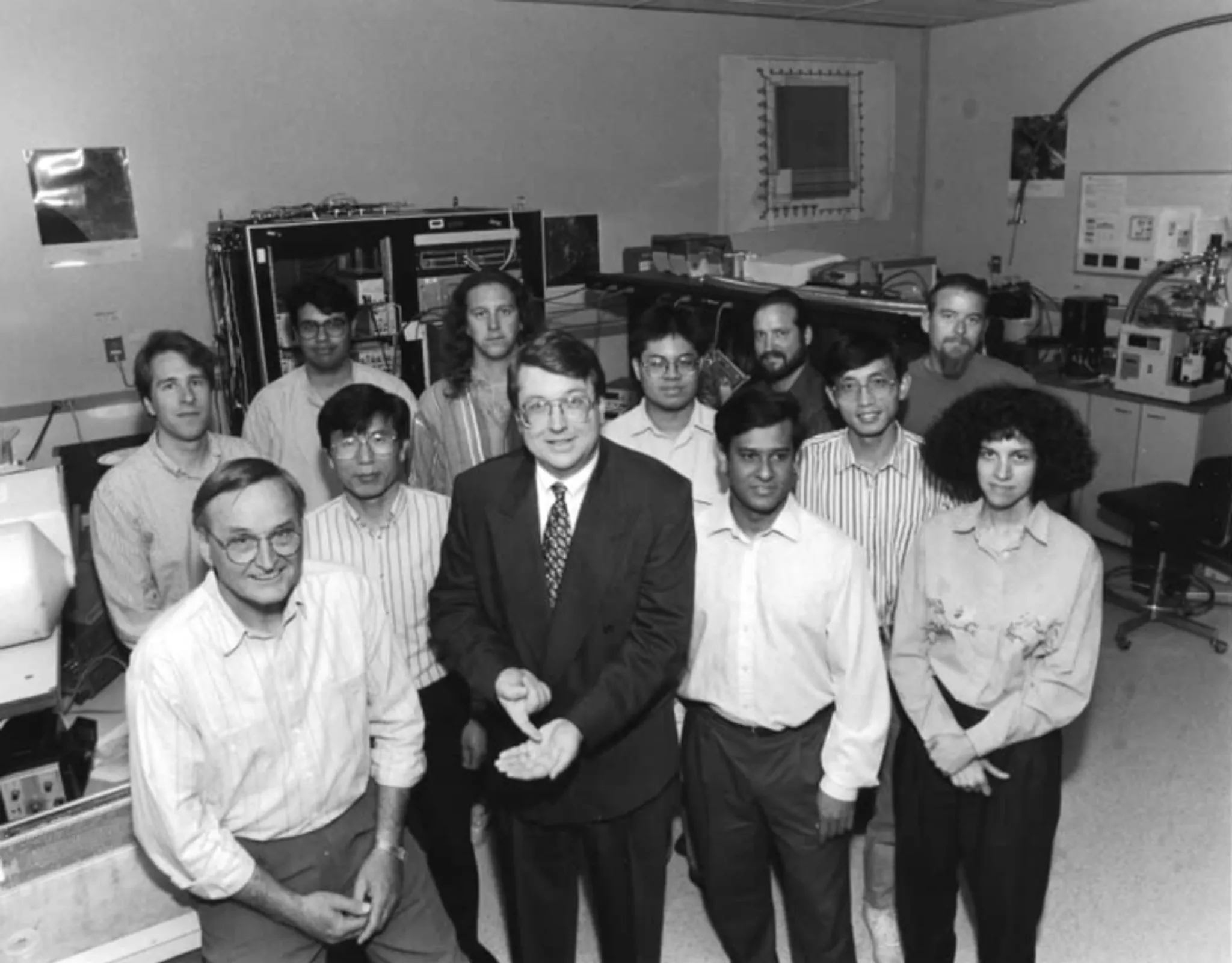 Eric Fossum (in the center of the front row) and the team that invented the CMOS image sensor on site at NASA&amp;rsquo;s Jet Propulsion Laboratory.