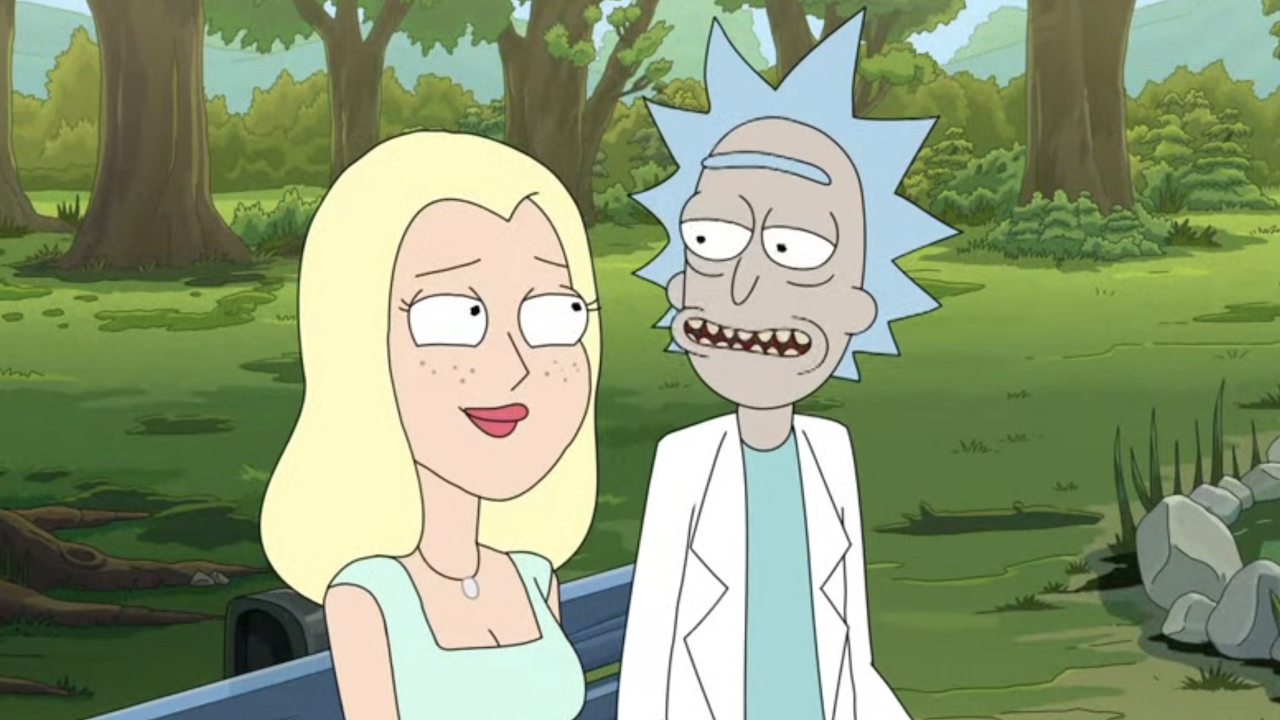 Diane y Rick en el parque en el final de la temporada 7 de Rick y Morty