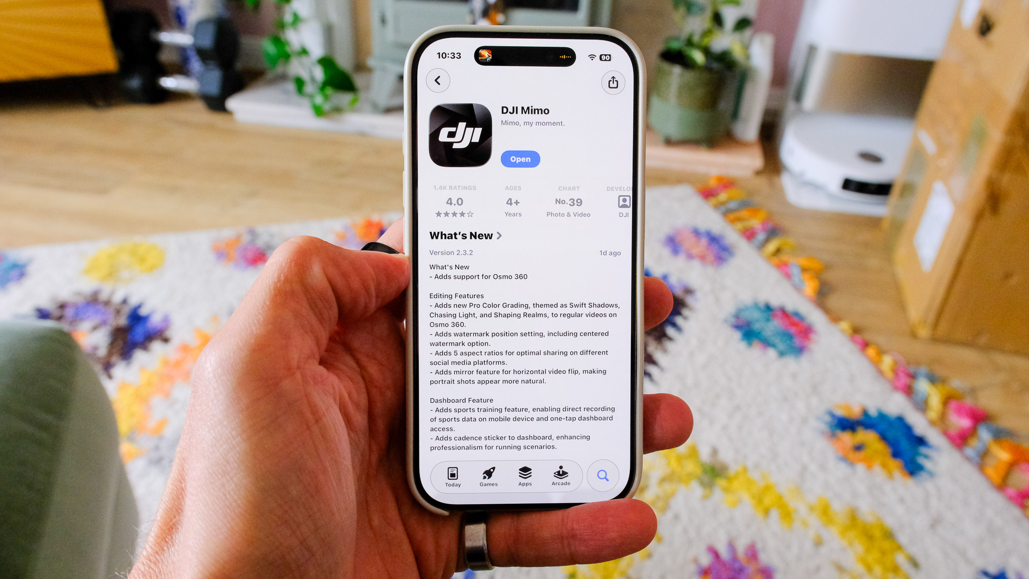 DJI Mimo app on an iPhone