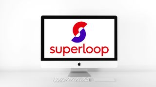 Superloop logo on an iMac screen